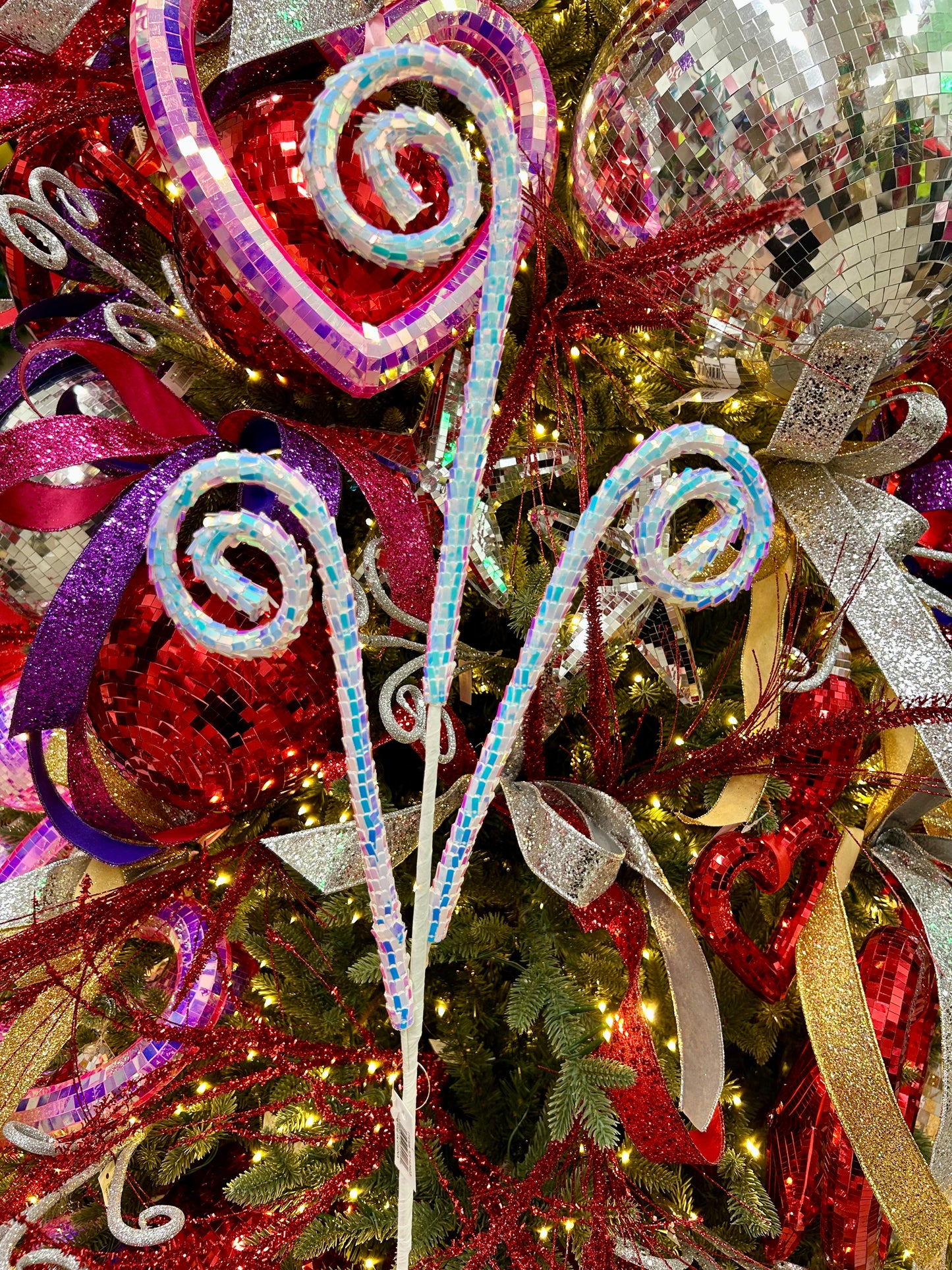 30 Inch Iridescent Blue Rectangular Sequin Coil Spray