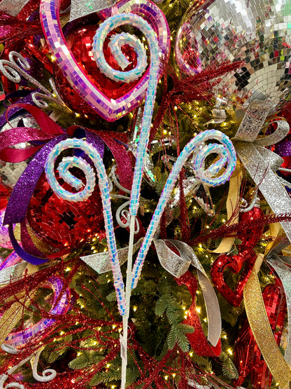 30 Inch Iridescent Blue Rectangular Sequin Coil Spray