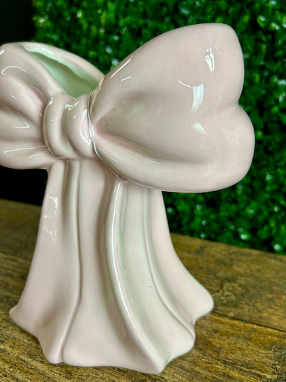 7 Inch Pink Ceramic Bow Vase