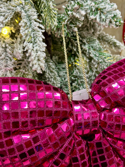 12 Inch Fuchsia Bow Ornament