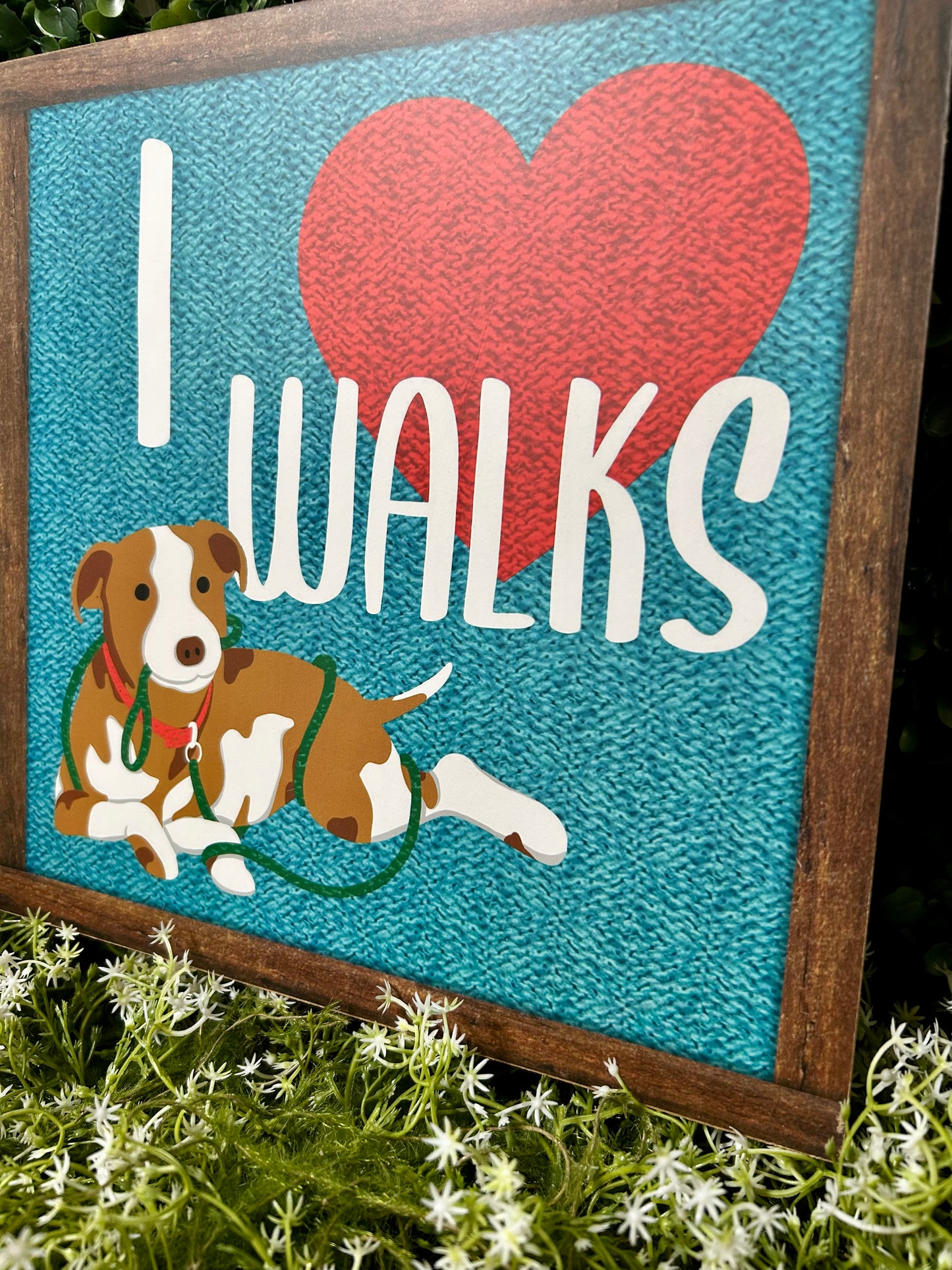 10 Inch Square I Heart Walks Wood Sign