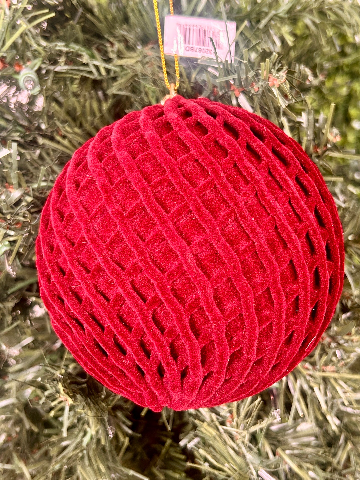 5 Inch Burgundy Flocked Ball Ornament
