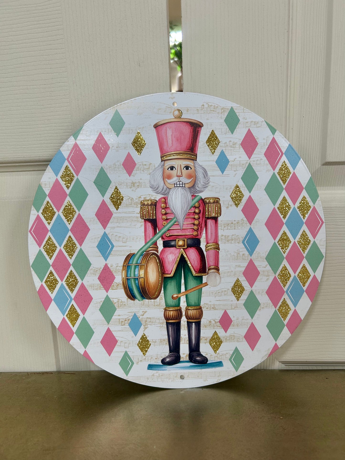 12 Inch Glitter Pastel Nutcracker Metal Sign