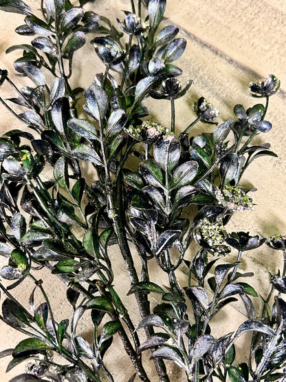 24.5 Inch Blue And Silver Leaf Spray