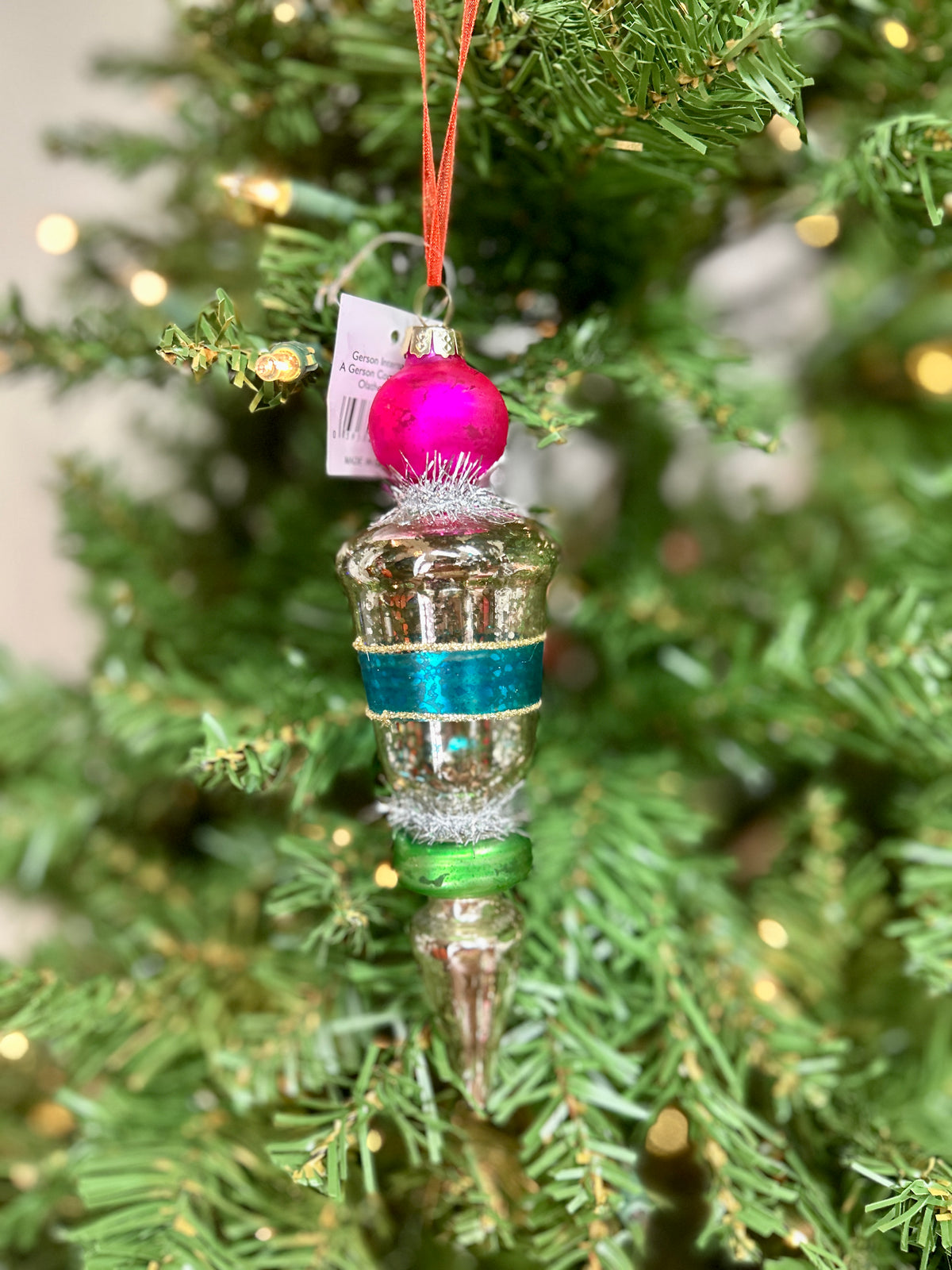 7 Inch Glass Finial Ornament Four Styles