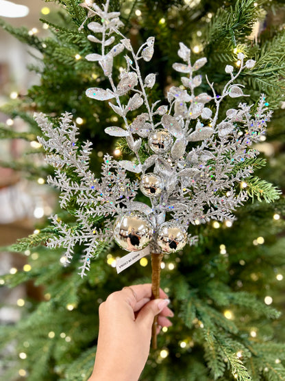 18 Inch Silver Ball Berry Spray