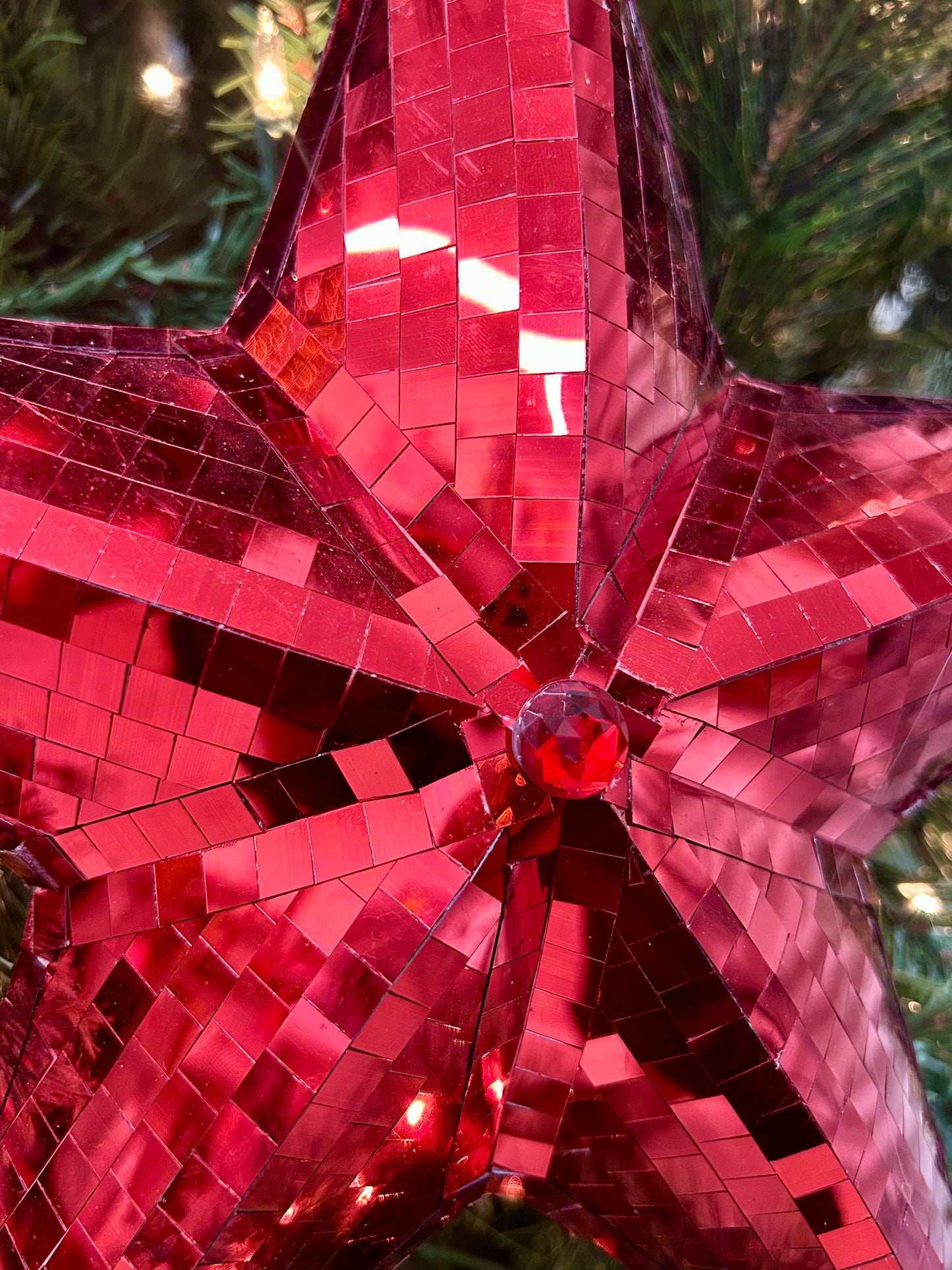 11 Inch Red Mirror Star Ornament