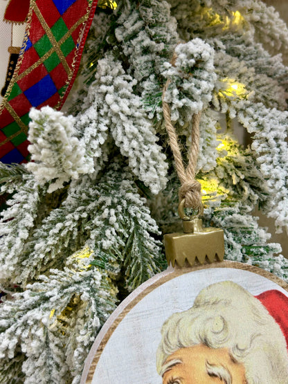 6.75 Inch Santa Face Ornament Two Styles