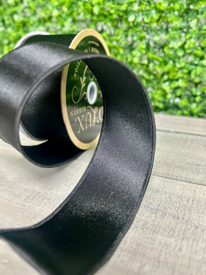 2.5 Inch By 10 Yard Black Satin Fused Ribbon