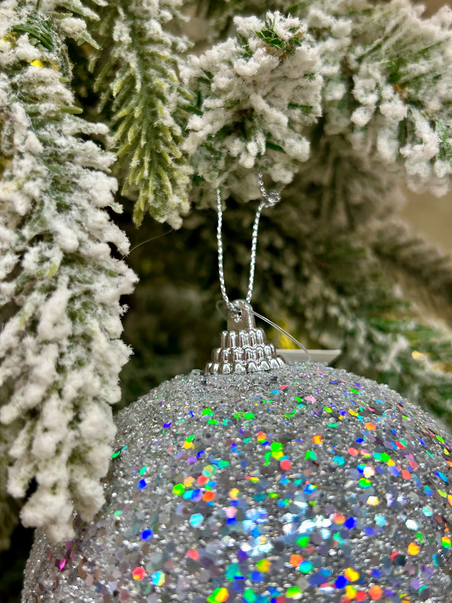 4 Inch Silver Sequin Ball Ornament