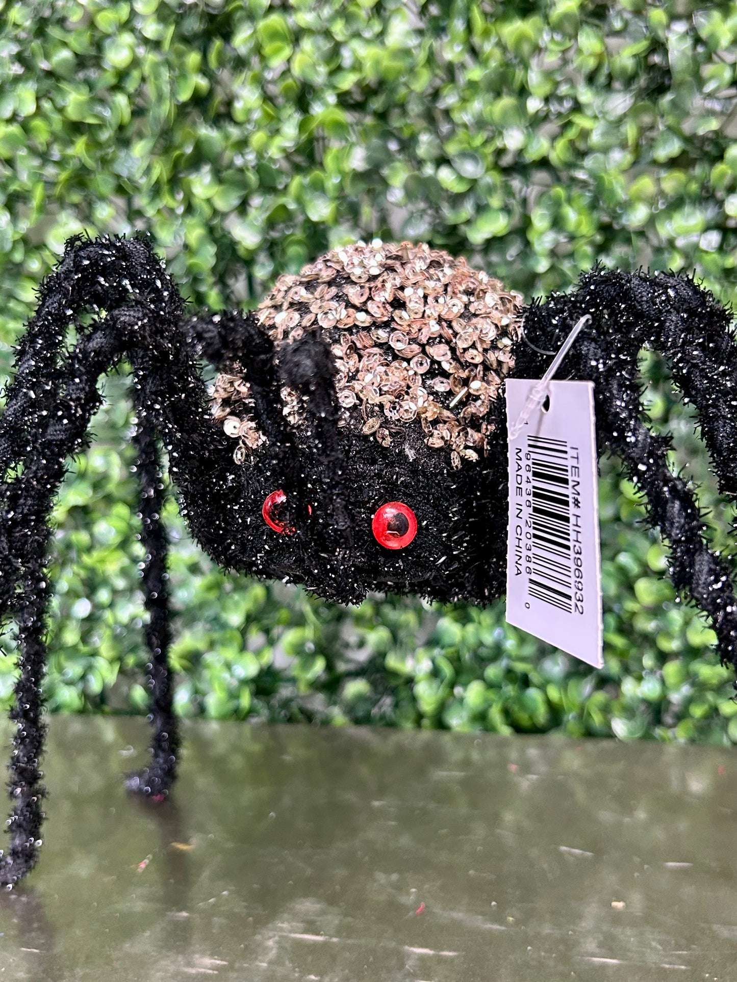 9 Inch Black And Champagne Beaded Spider