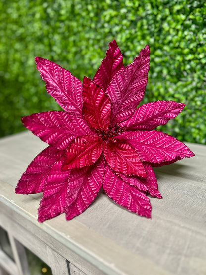 20.5 Inch Dark Pink Poinsettia Stem