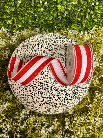 1.5 Inch By 10 Yard Red And White Royal Burlap Ribbon