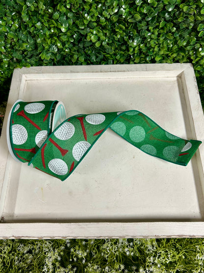 2.5 Inch By 10 Yard Emerald Golf Balls On Royal Ribbon