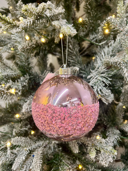 5 Inch Pink Sequin Ball Ornament