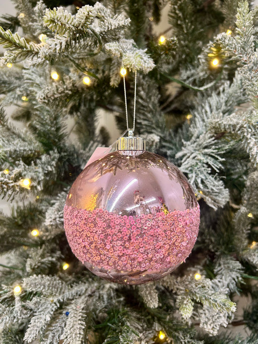 5 Inch Pink Sequin Ball Ornament