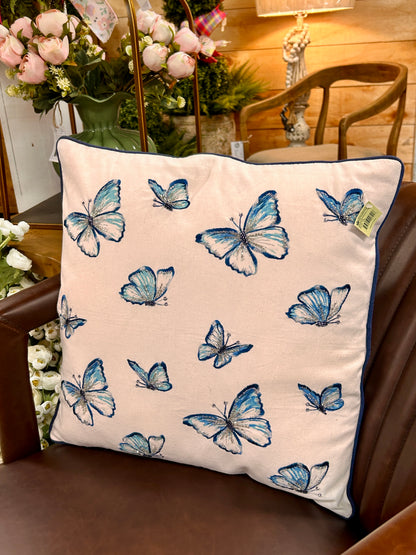 18 X 18 Inch Embroidered Butterflies In Flight Pillow