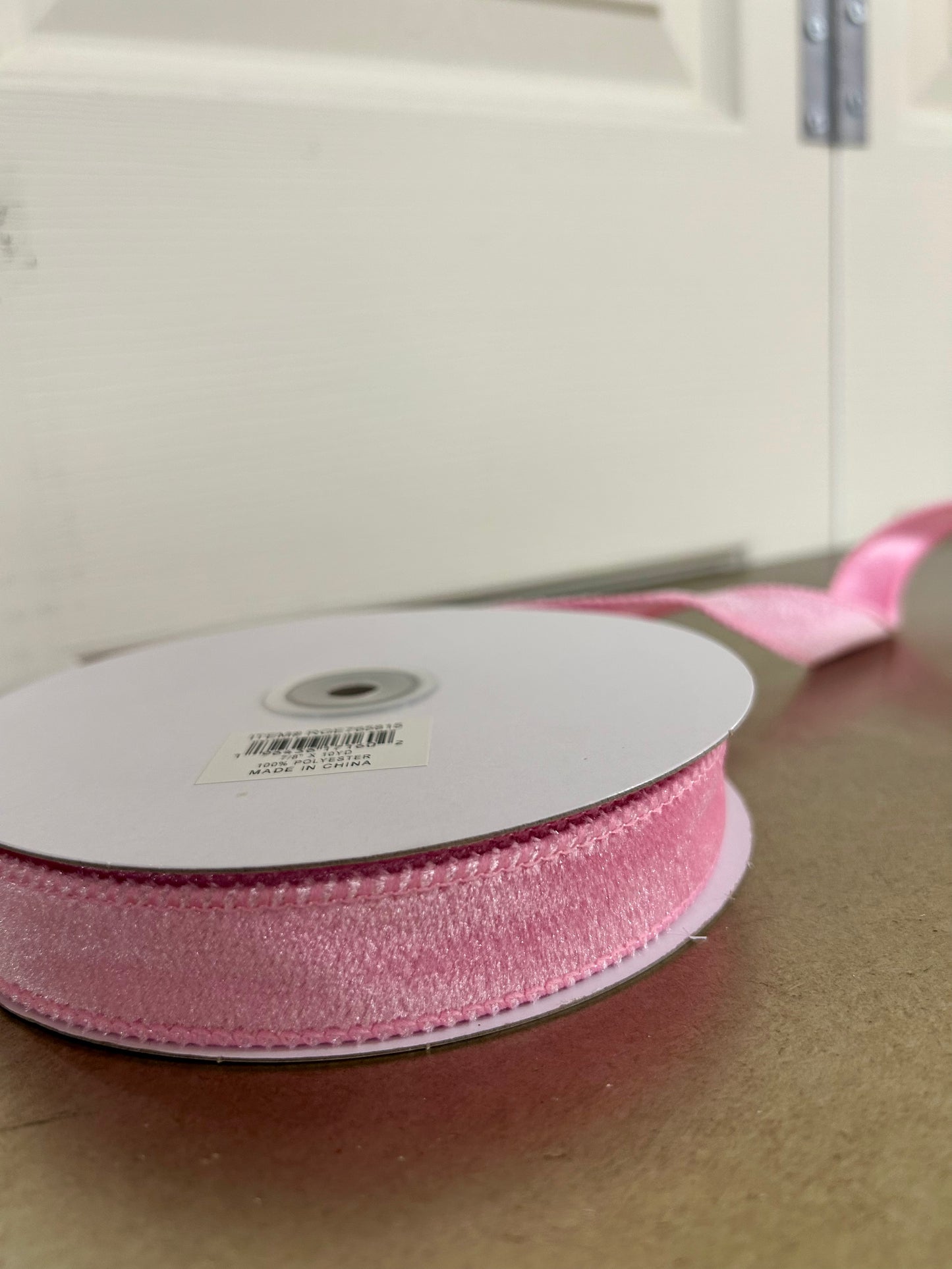 7/8 Inch By 10 Yard Light Pink Deluxe Velvet With Satin Backing Ribbon