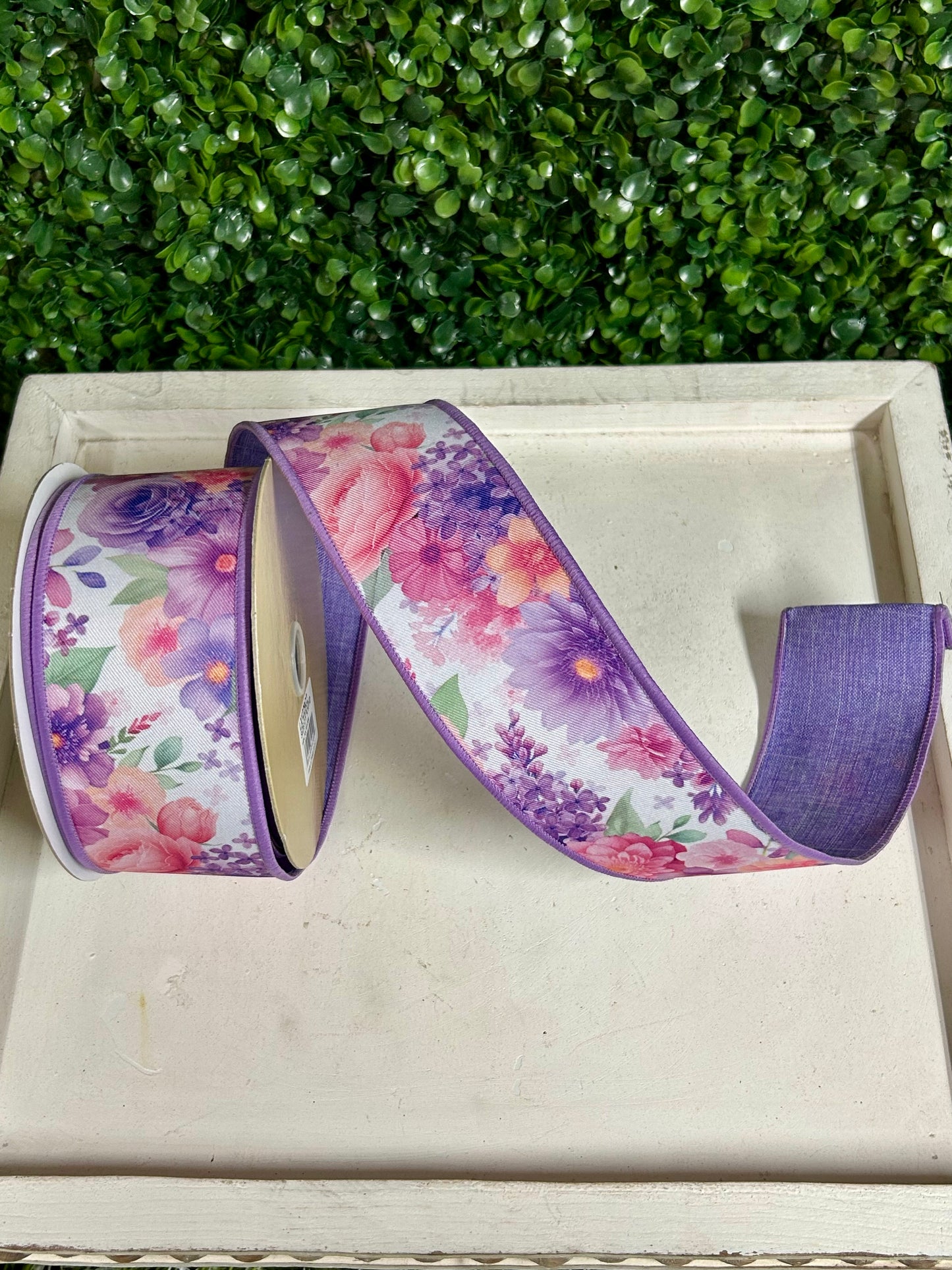 2.5 Inch By 10 Yard Watercolor Florals Ribbon