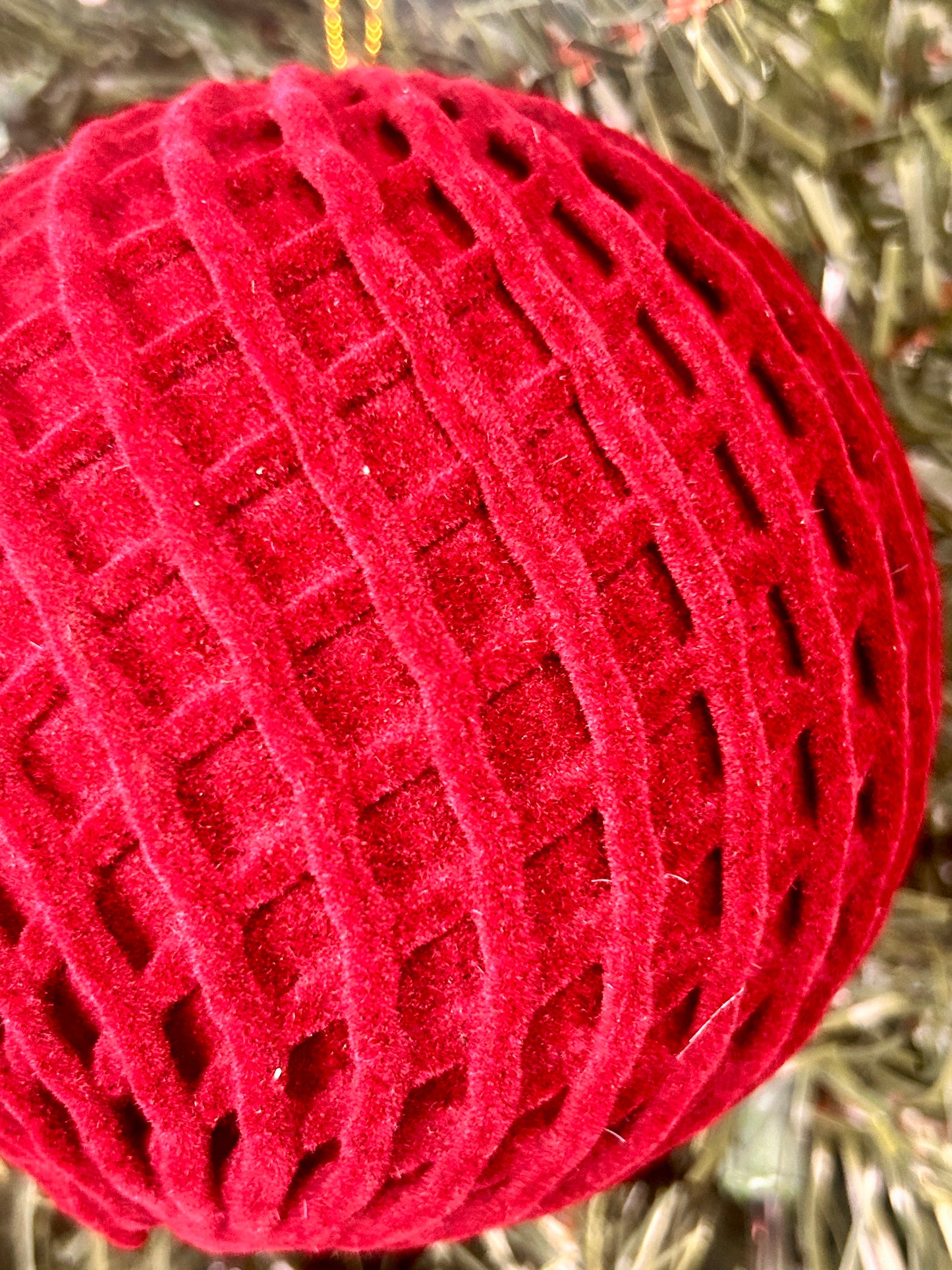 5 Inch Burgundy Flocked Ball Ornament