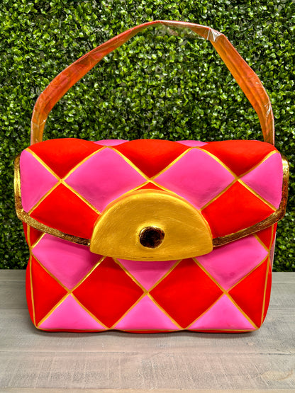 16 Inch Pink And Red Purse Display