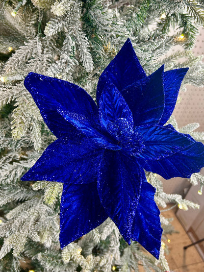22 Inch Royal Blue Velvet Poinsettia