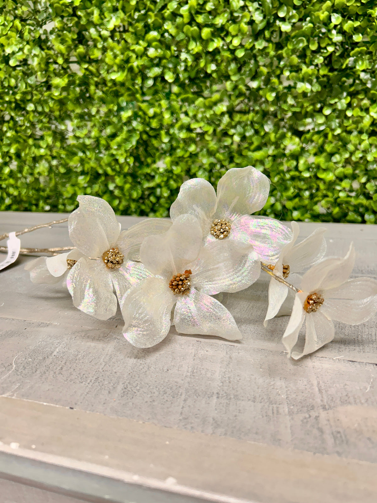 33.5 Inch White Shimmer Dogwood Spray