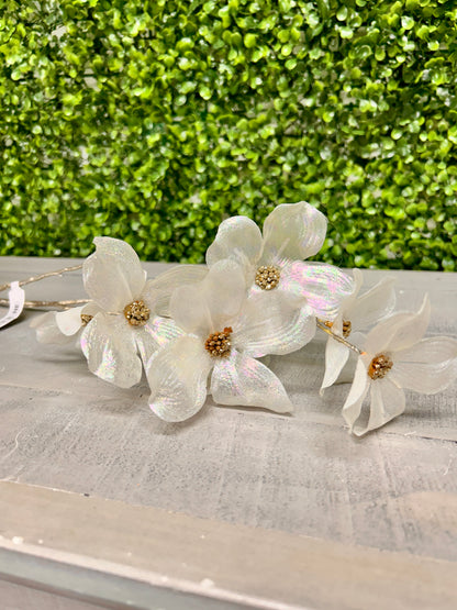 33.5 Inch White Shimmer Dogwood Spray