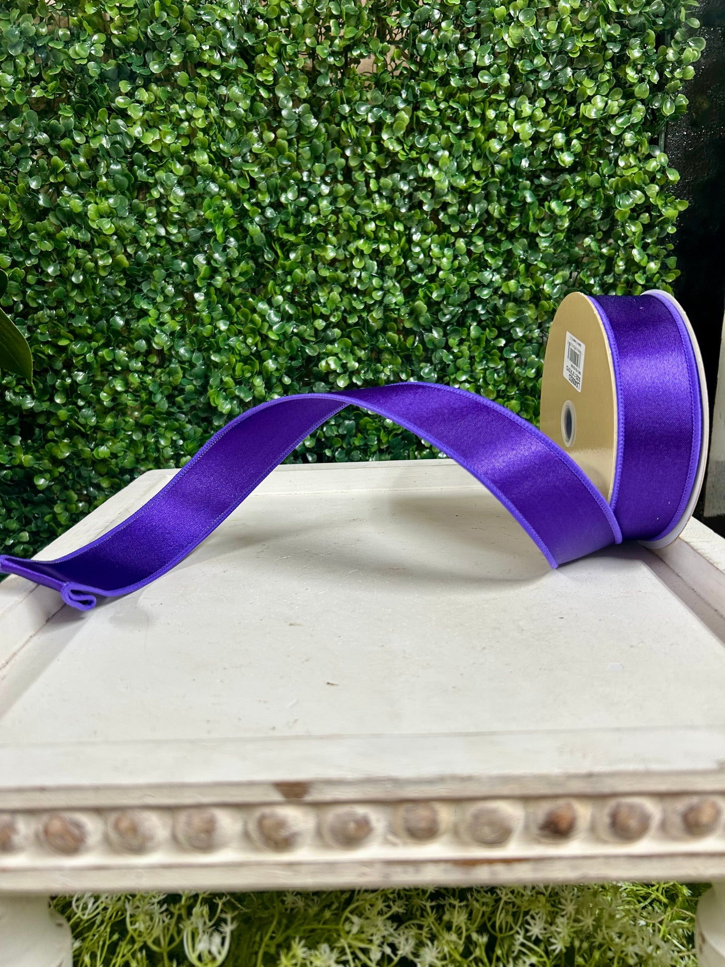 1.5 Inch By 10 Yard Purple Satin Fused Ribbon