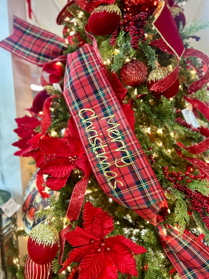 70 Inch Red Green Plaid Merry Christmas Banner