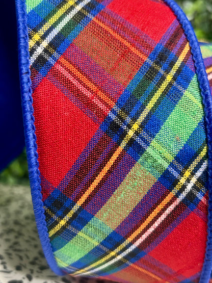 2.5 Inch By 10 Yard Diagonal Traditional Plaid Dupioni Fused Ribbon
