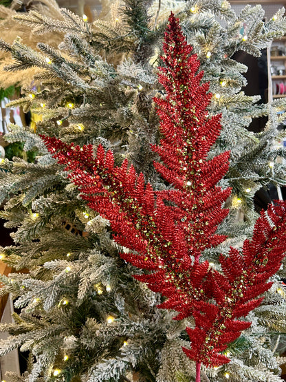 34 Inch Red And Green Jumbo Glitter Sequin Fern