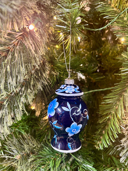 4.5 Inch Glass Floral Urn Ornament Two Styles