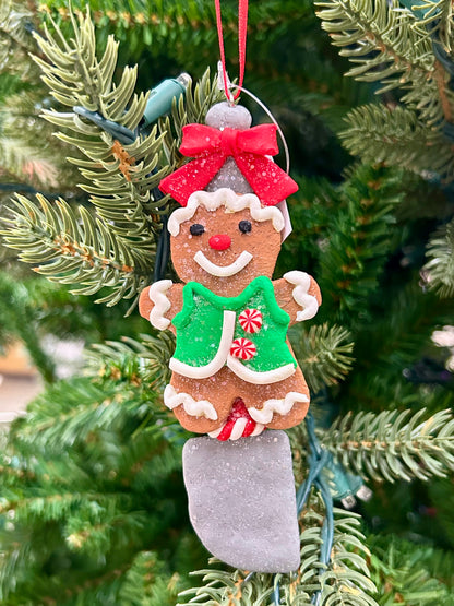 6 Inch Clay Dough Gingerbread Man Utensil Ornament Three Styles