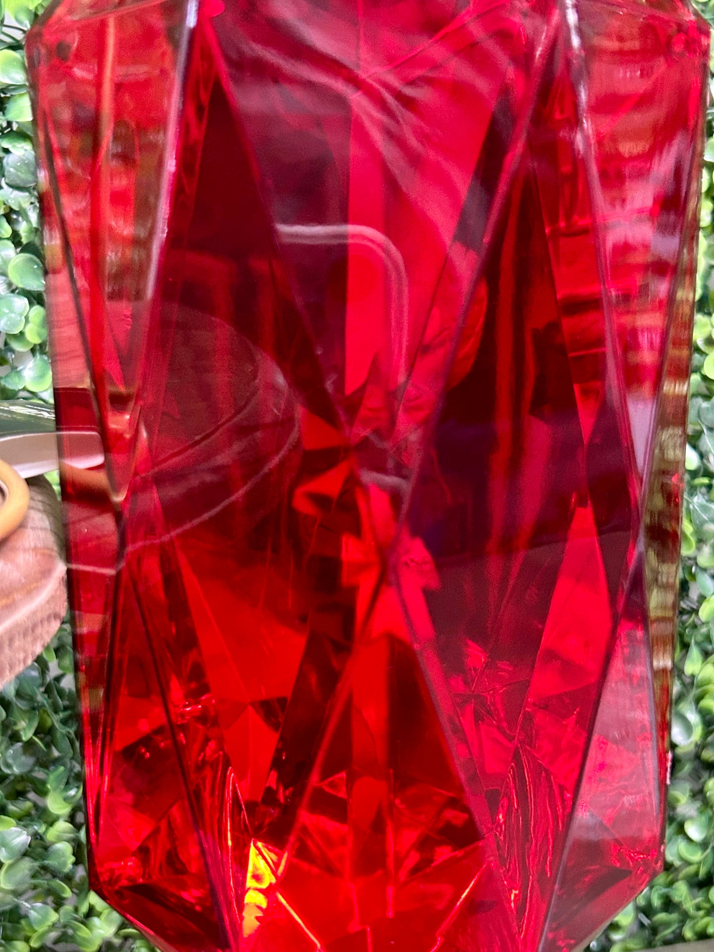 8 Inch Red Acrylic Rectangle Diamond Ornament
