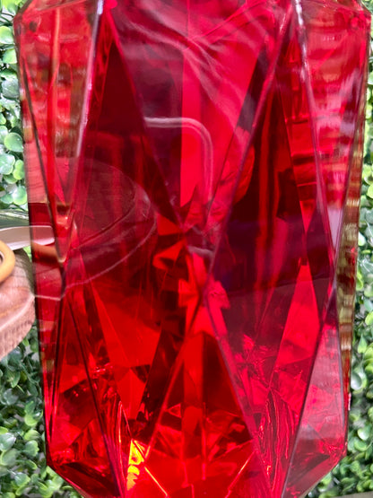 8 Inch Red Acrylic Rectangle Diamond Ornament