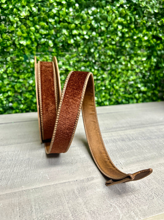 1 Inch By 10 Yard Brown Heritage Velvet Ribbon