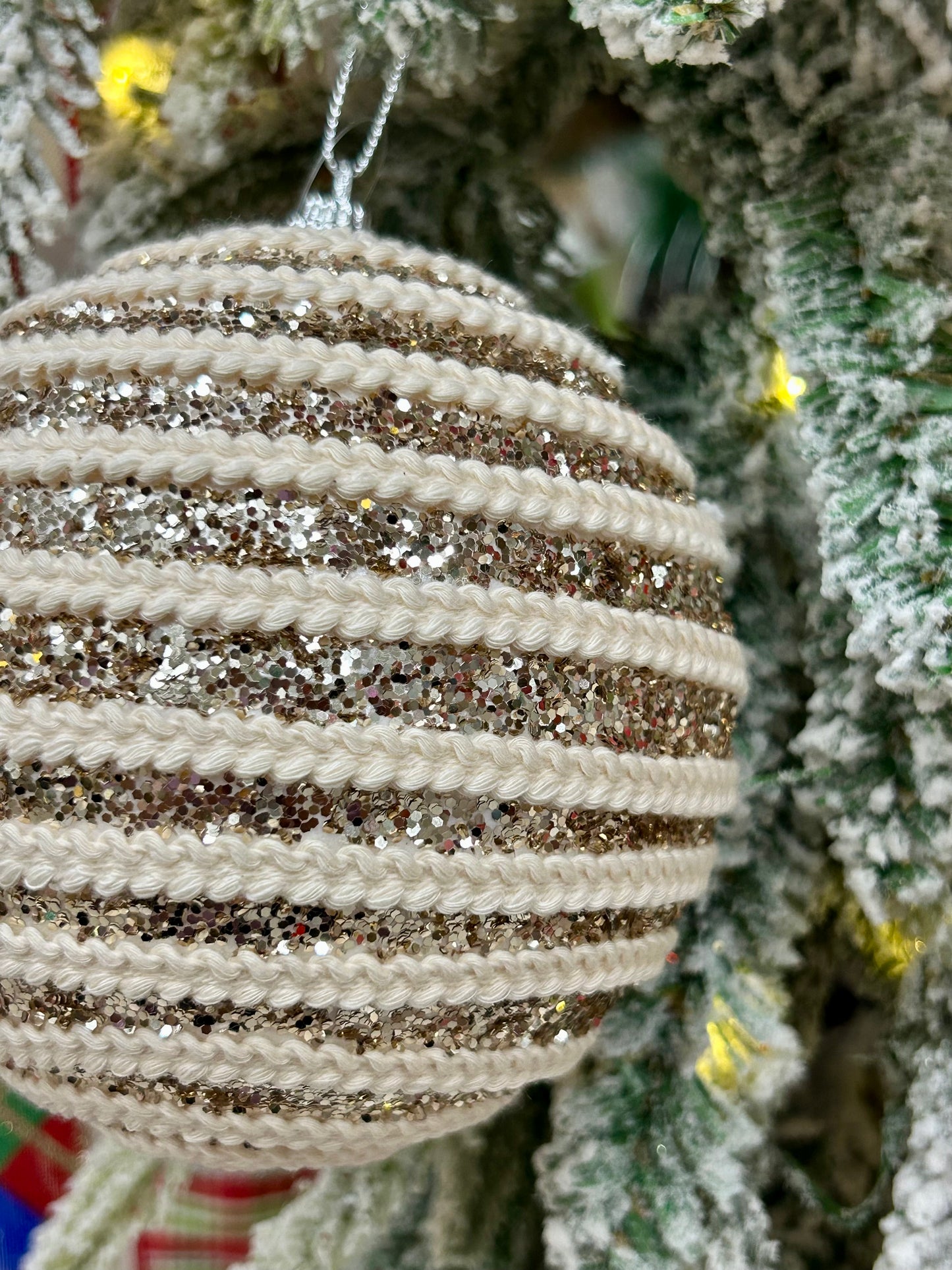 5 Inch Champagne Sequin Ornament Ball