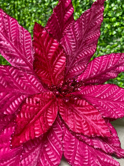 20.5 Inch Dark Pink Poinsettia Stem
