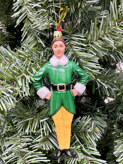 Tall Elf Glass Ornament
