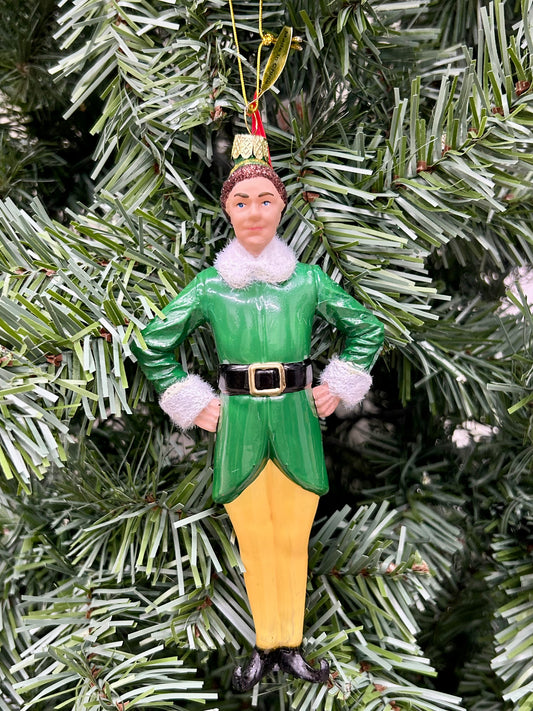 Tall Elf Glass Ornament