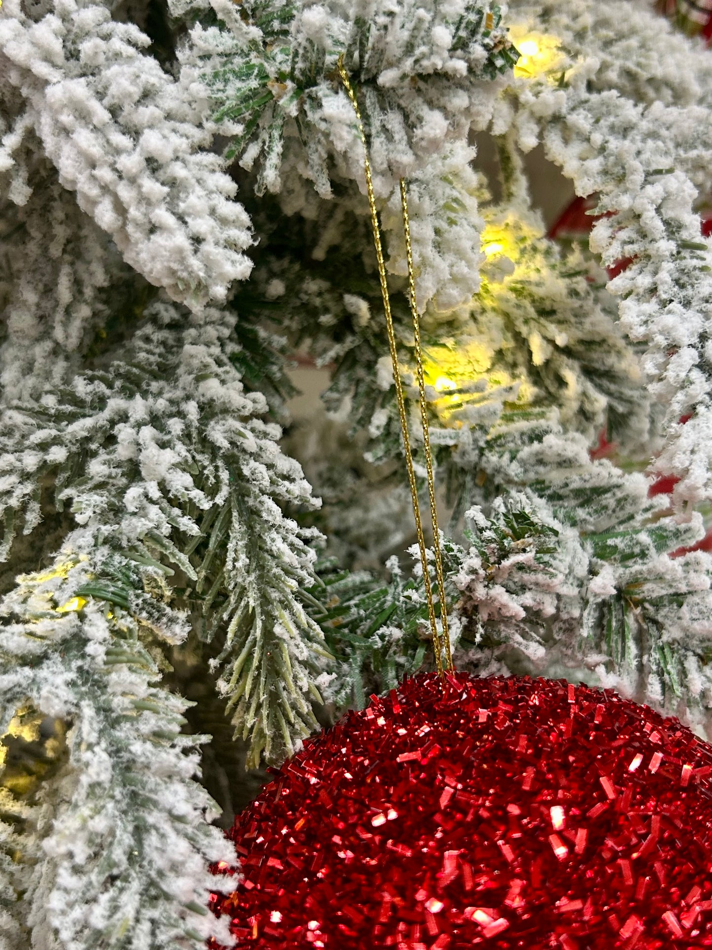 4 Inch Red Foil Glitter Ball Ornament
