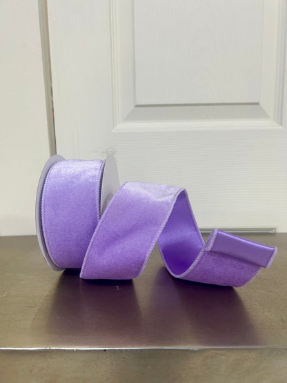 2.5 Inch By 10 Yard Lavender Deluxe Velvet With Satin Backing Ribbon