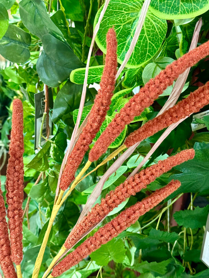 29 Inch Dark Orange Cattail And Grass Spray