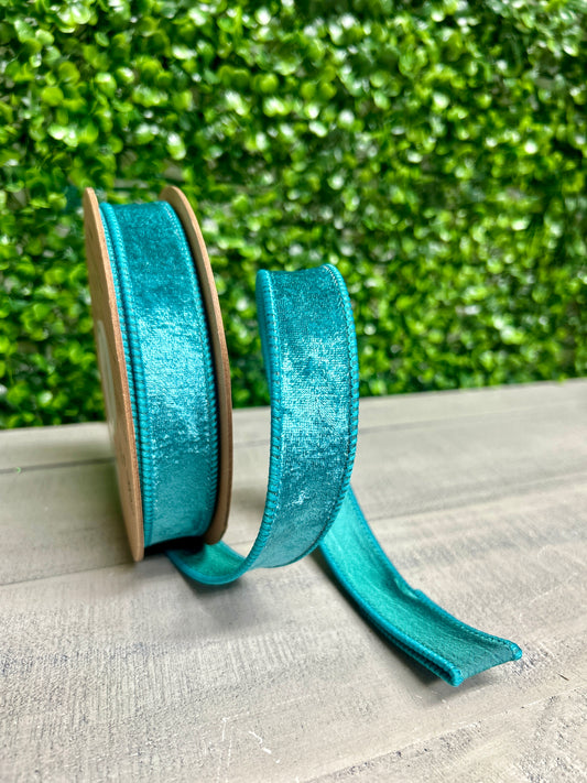 1 Inch By 10 Yard Aqua Heritage Velvet Ribbon