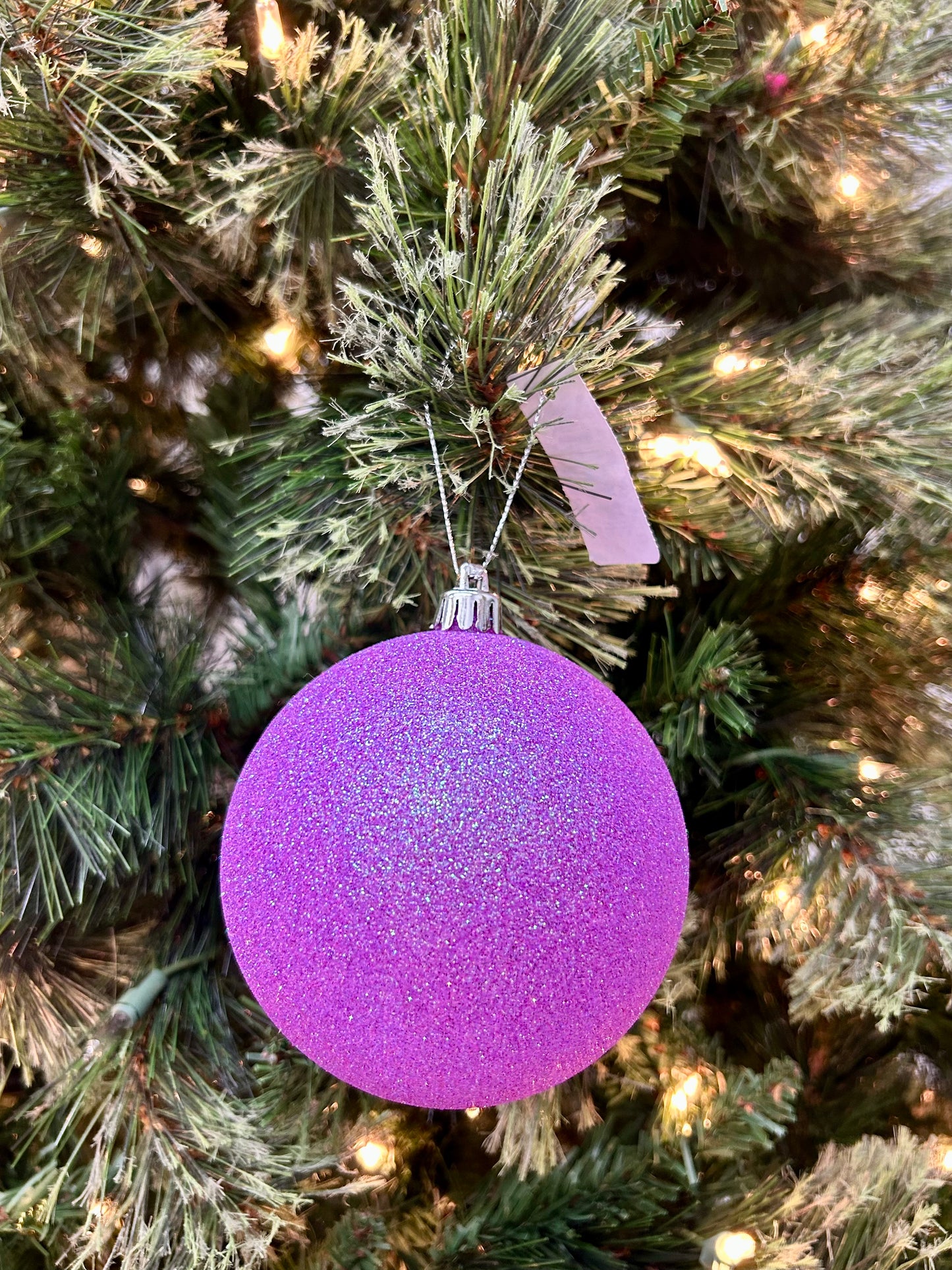 4 Inch Lavender Iridescent Glitter Ornament Ball