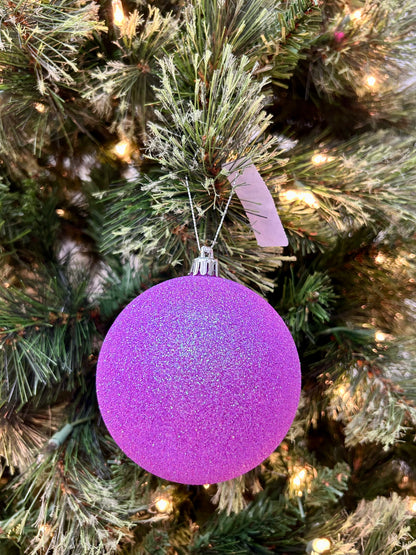 4 Inch Lavender Iridescent Glitter Ornament Ball