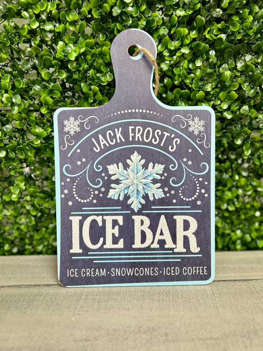 12 Inch Jack Frost's Ice Bar Wood Sign