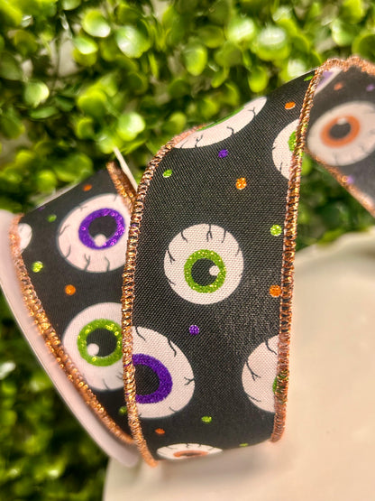 1.5 Inch By 10 Yard Eyeballs And Polka Dot Ribbon