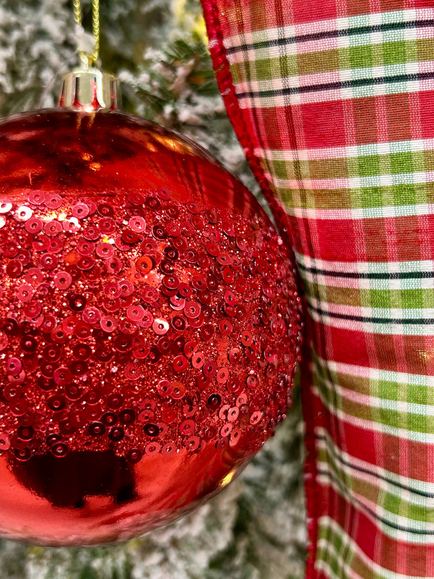4 Inch Red Sequin Ball Ornament